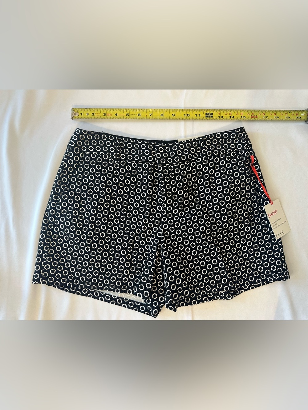 Elle Black Shorts with White Geometric Dot Print